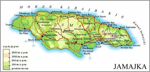 карта   остров   Ямайка   www